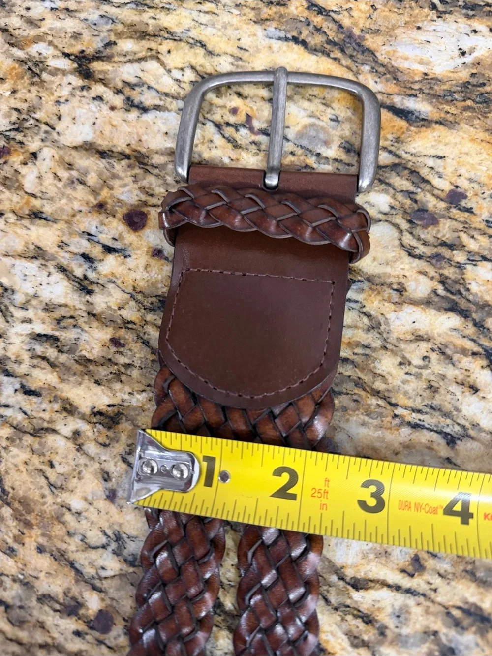 Genuine Leather Woven Braided Brown Belt Size M Adjustable Casual Boho
